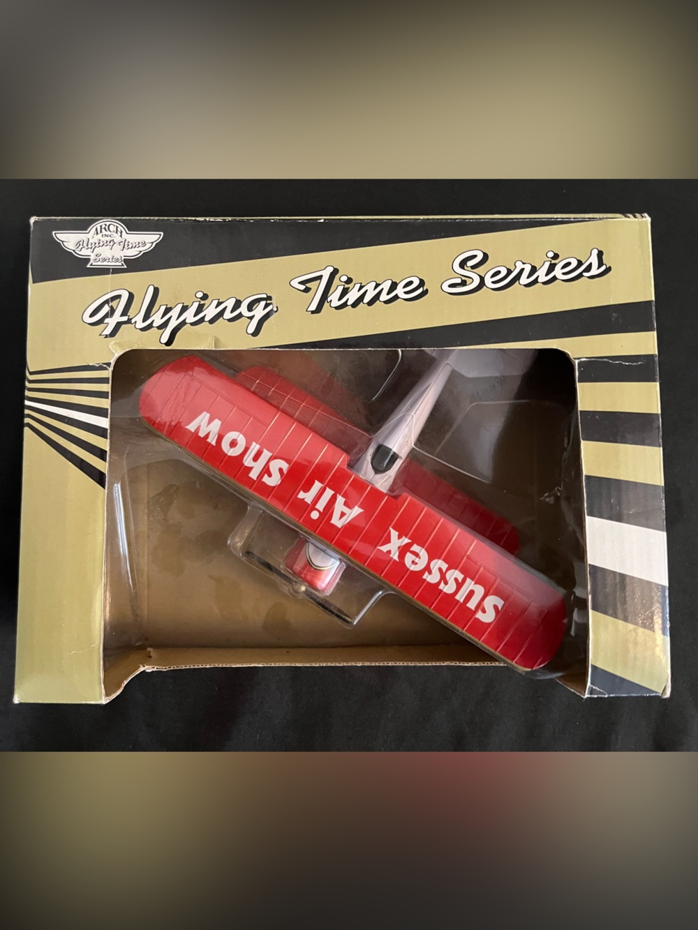 Vtg Arch Inc. Flying Time Series Red 'Sussex Air Show' Die-Cast Metal Airplane